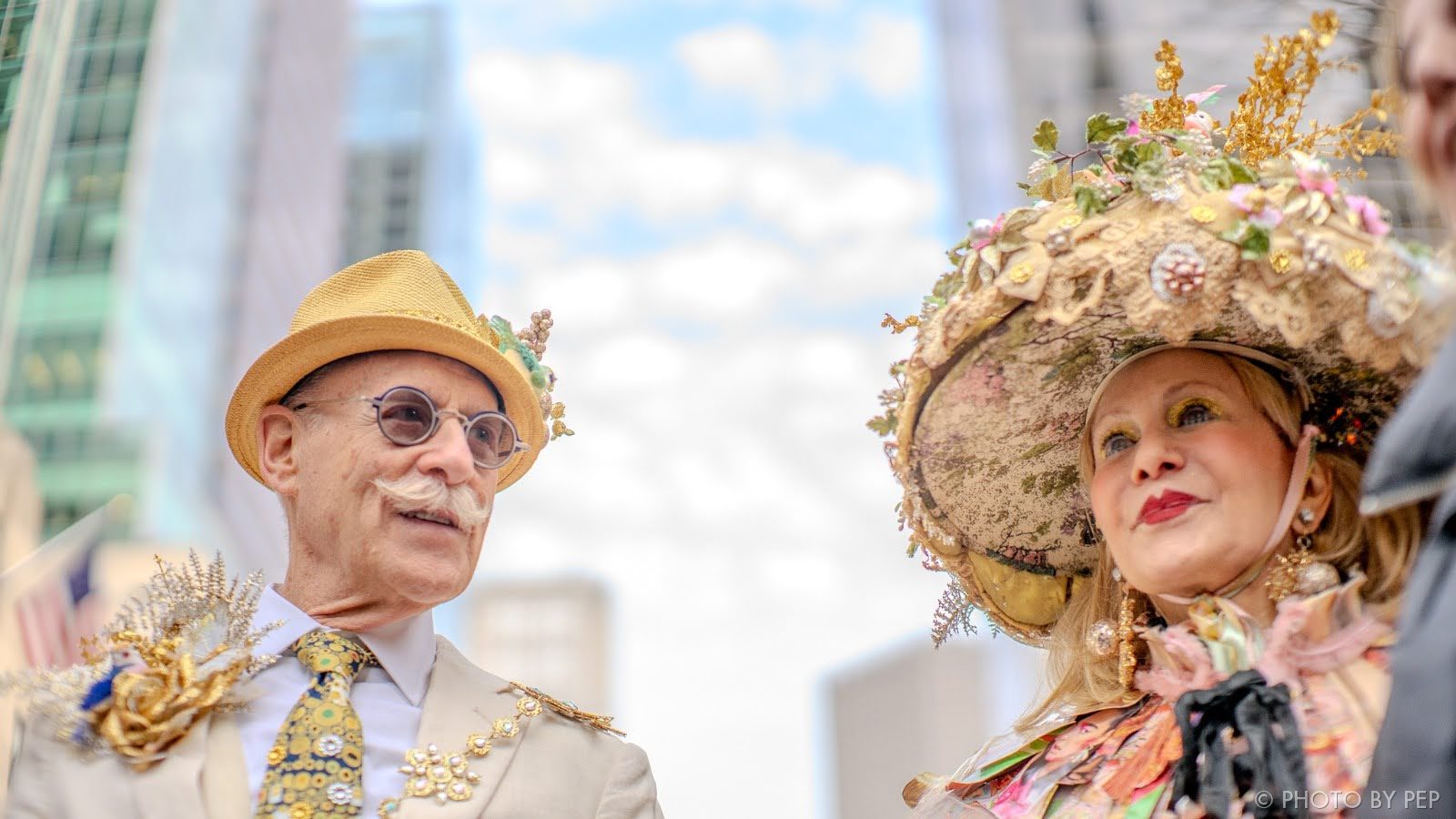 Ornately dressed couple on a New York street